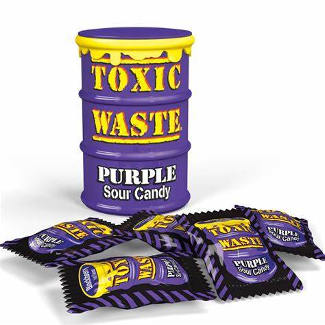 Bonbons acidulés violets Toxic Waste, fût de 42 g