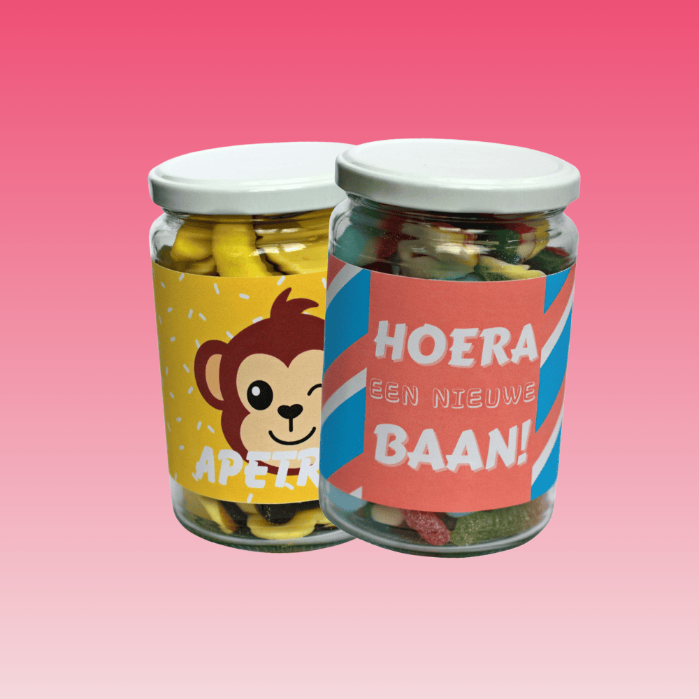 Nieuwe baan cadeau snoeppot | Origineel felicitatie cadeau navulbaar