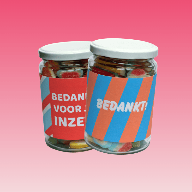 Bedankje snoeppot | Origineel bedank cadeau vol lekkers