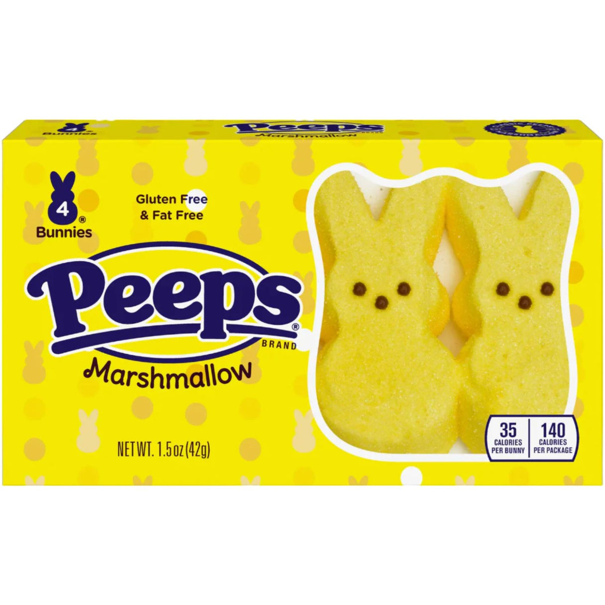 Peeps Marshmallow Bunnies Yellow 4 Pack